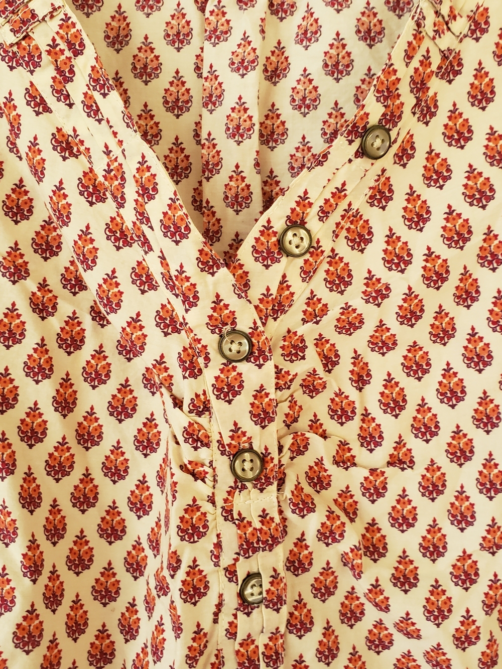 Bob Timberlake Ivory & Raspberry Printed Tunic Top Large Cotton Summer Light - Picture 8 of 11